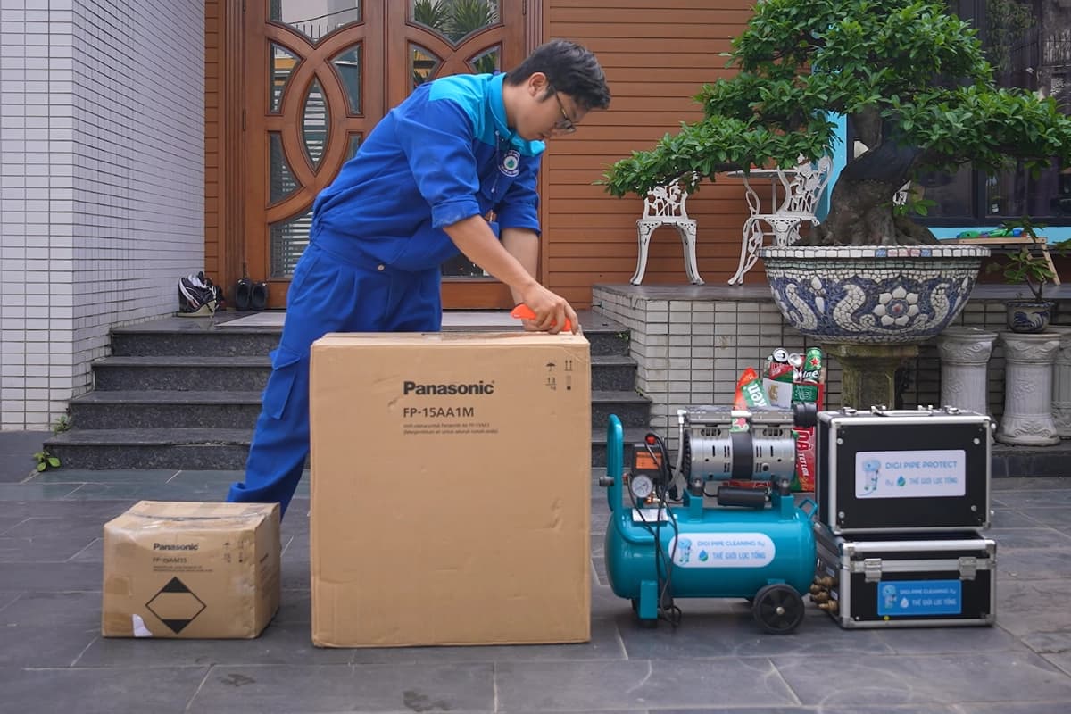 Hình ảnh lắp đặt hệ thống lọc tổng Panasonic cho biệt thự